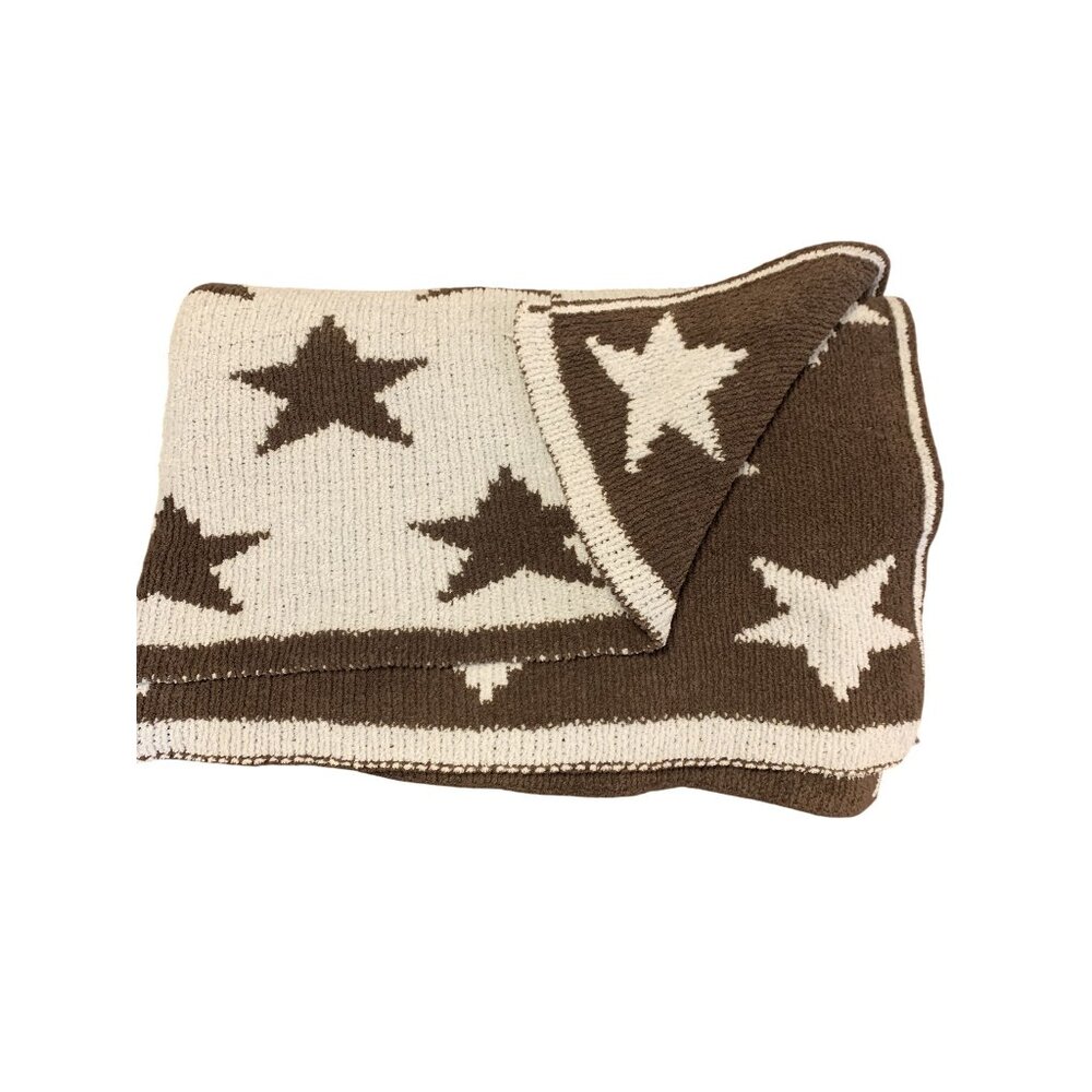First Impressions Baby Cozy Knit Reversible Star Throw Blanket‎ Brown Blue